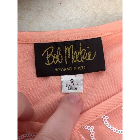Bob Mackie wearable art peach sequined cardigan woman’s size small - Picture 3 of 8